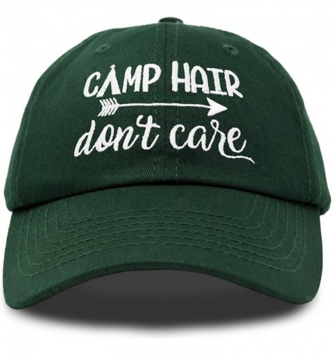 Baseball Caps Camp Hair Don't Care Hat Dad Cap 100% Cotton Lightweight - Dark Green - CR18SC9CTYH $27.66