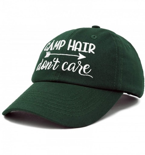 Baseball Caps Camp Hair Don't Care Hat Dad Cap 100% Cotton Lightweight - Dark Green - CR18SC9CTYH $15.54