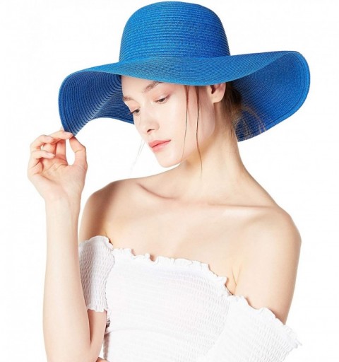Sun Hats Classic & Vibrant Floppy Straw Sunhat - Blue - C318E5OT42C $20.15