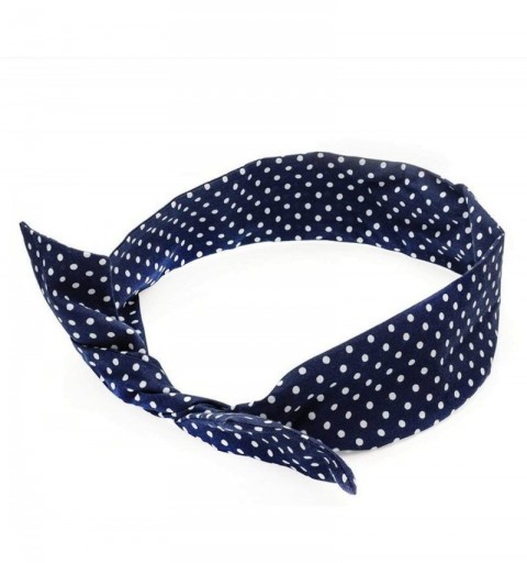 Headbands 2 Pcs Polka Dots Bow Headband Headwrap Hairband Turban Headwear Hair Accessories for Women Girls - Deep Blue - CQ18...