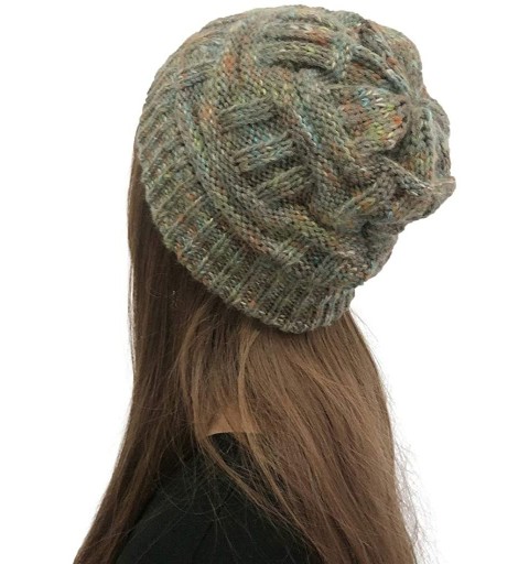 Skullies & Beanies New Women Keep Warm Winter Casual Knitted Hat Wool Hemming Hat Ski Hat - Green4 - CX1932MH505 $8.22