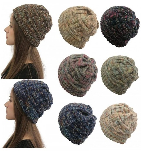 Skullies & Beanies New Women Keep Warm Winter Casual Knitted Hat Wool Hemming Hat Ski Hat - Green4 - CX1932MH505 $8.22