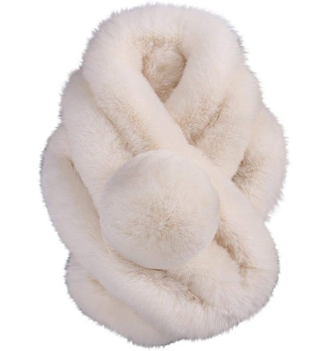 Skullies & Beanies Clearance Chaofanjiancai Womens Faux Fur Winter Warm Fluffy Hood Scarf Hat Ladies Snood Pocket Hats Gloves...