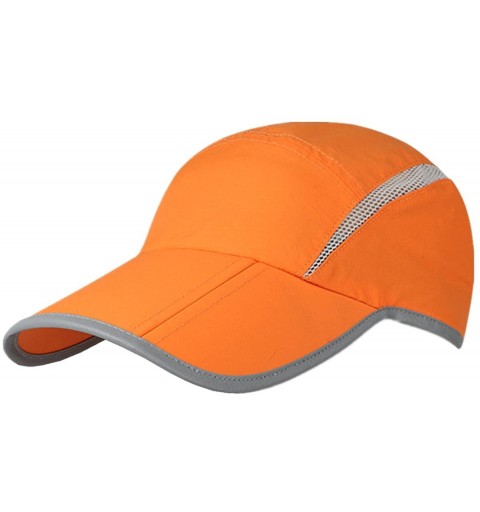 Baseball Caps Foldable Mesh Sports Cap with Reflective Stripe Breathable Sun Runner Cap - Orange - C317YLCX3UR $11.28