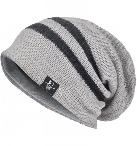 Skullies & Beanies Mens Slouchy Beanie Knit Skull Cap Long Baggy Hip-hop Winter Summer Hat B305 - Stripe-pale - CG12NGFAMD6 $...