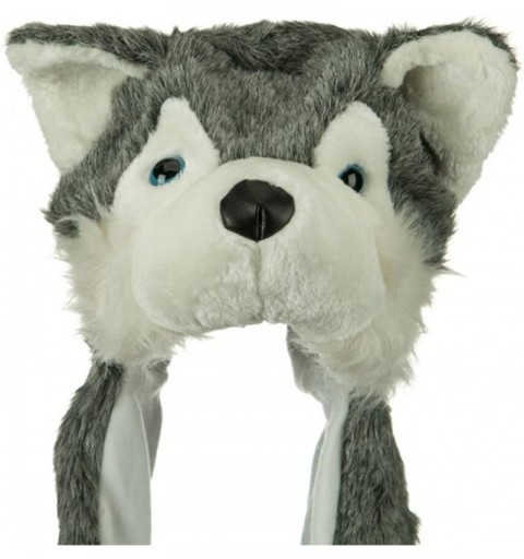 Skullies & Beanies Husky Plush Animal Hat / Scarf / Mittens - Grey Husky - C8117GWYLPH $12.19