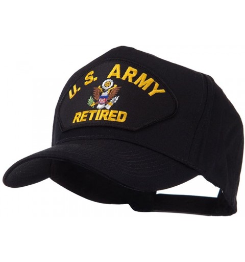 Baseball Caps Retired Military Large Embroidered Patch Cap - Black Army - CU11FITODL7 $15.71