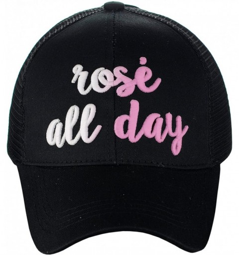 Baseball Caps Ponycap Color Changing 3D Embroidered Quote Adjustable Trucker Baseball Cap - Rosé All Day- Black - CU18D8X0HSN...