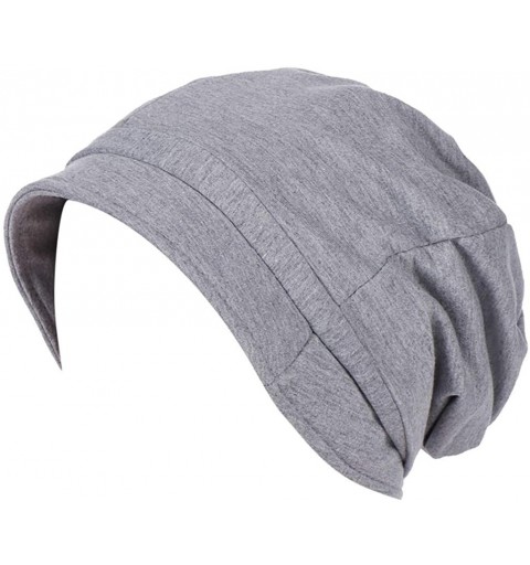Skullies & Beanies women Cap-Fashion Women Ruched Solid Visor Hat Ruffle Cancer Chemo Beanie Turban Wrap Cap - Gray - CE18SZ3...