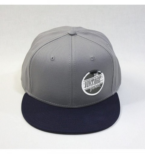 Baseball Caps Premium Plain Cotton Twill Adjustable Flat Bill Snapback Hats Baseball Caps - Navy/Gray - CM1258RLE65 $10.23