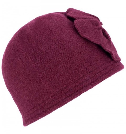 Skullies & Beanies Winter Knitted Beanie Hat Women Cloche Wool Floral Partten Warm Bucket Hat - Wine Red - C218L85L553 $24.02