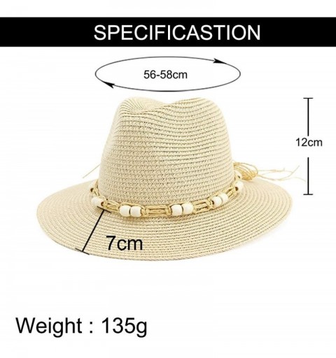 Sun Hats Women Wide Brim Foldable Straw Panama Roll up Hat Fedora Beach Sun Hat UPF50+ - Hawaiian Wind Beige - CA18O735CC6 $1...