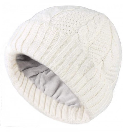 Skullies & Beanies Beanie for Men Women Winter Hat Cable Knit Beanies Mens Fleece Skull Hats Black Caps - Beige -Apricot - C8...