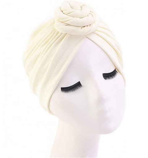 Skullies & Beanies Womens Big Flower Turban Beanie Elegant Cap Head Wrap Stretch Long Hair Scarf Headscarf - 441-beige - C919...