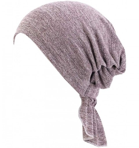 Skullies & Beanies 3Pack Cancer Headwear for Women Cotton Sleep Beanie Hat Cap - Light Gray Khaki Purple - CU198H4ZID0 $20.90