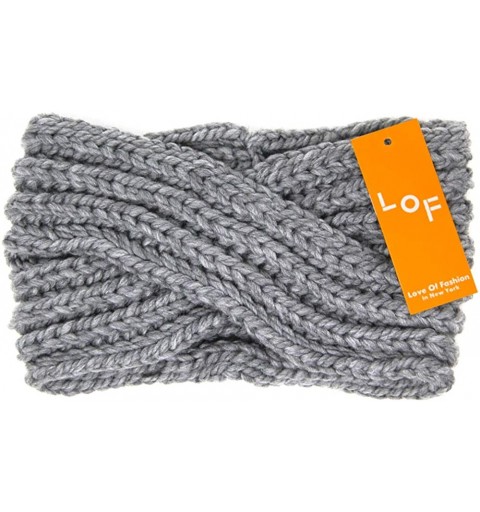 Headbands Women's Winter Knitted Headband Ear Warmer Head Wrap (Flower/Twisted/Checkered) - Gray - CN18HD5NTKD $10.34