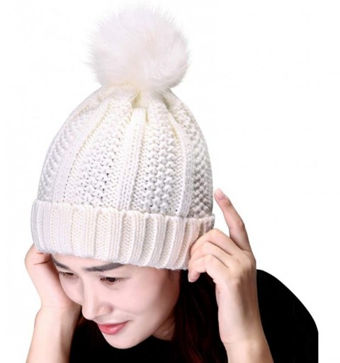 Skullies & Beanies Womens Winter Hats- Knit Hats for Women Winter- Slouchy Beanie Women Knit Hats Skull Caps - White - C618W7...