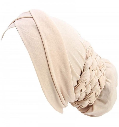 Skullies & Beanies Turban Soft Breathable Braided Durag Hair Snood Bun Hat Hair Braid - Tjm-341-1-beige - CX18M25UE94 $11.86