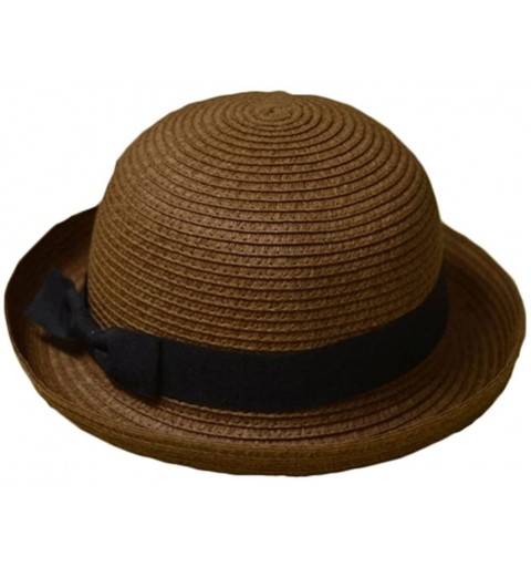 Sun Hats Bowknot Straw Summer Bowler Hat Sun Cap Hat for Ladies Womens - Dark Coffee Kids - CV12FU5CFDB $13.83