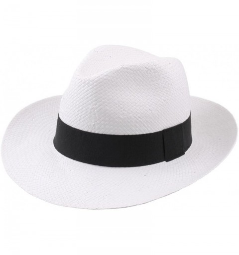 Fedoras Classic Paille Large Panama Hat - Blanc - CZ11BXER9O9 $42.85