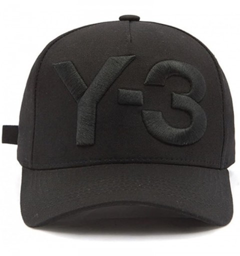 Baseball Caps New Y-3 Dad Hat Big Bold Embroidered Logo Hip Hop Baseball Cap - Full Black - CS18CNEMKE7 $10.54