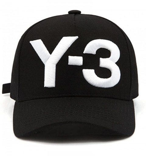 Baseball Caps New Y-3 Dad Hat Big Bold Embroidered Logo Hip Hop Baseball Cap - Full Black - CS18CNEMKE7 $10.54