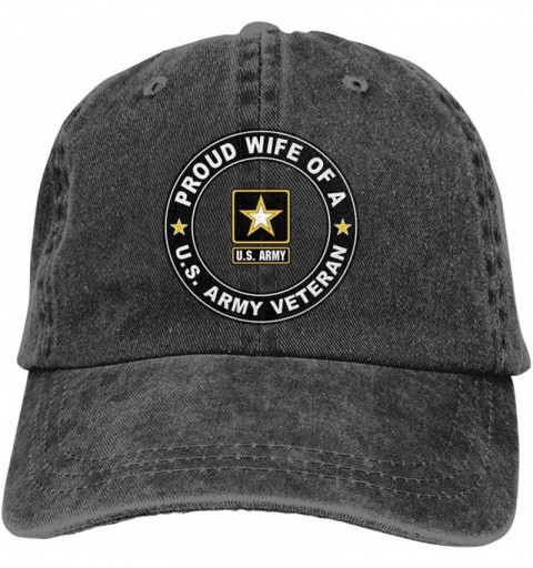 Baseball Caps U.S. Army Veteran Proud Wife Adjustable Baseball Caps Denim Hats Cowboy Sport Outdoor - Black - C118QTK8MOW $9.06