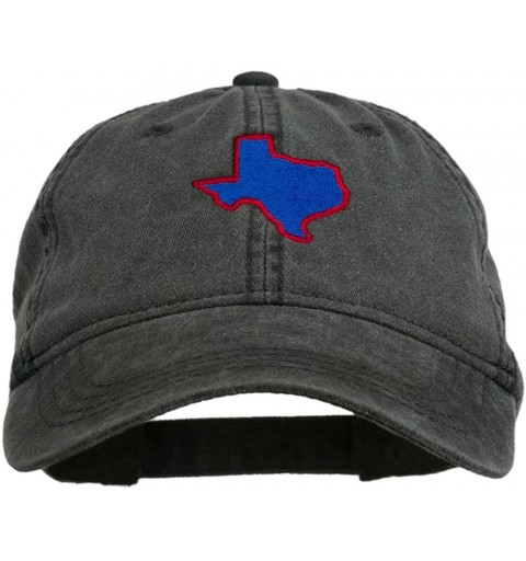 Baseball Caps Texas State Map Embroidered Washed Cotton Cap - Black - C711ONYSXKZ $17.86
