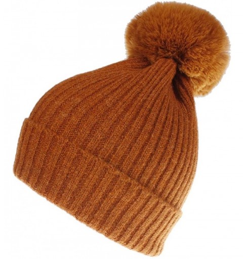 Skullies & Beanies Women Winter Knit-Beanie-Hats with Pom - Rust_red - C618L583LM6 $10.13