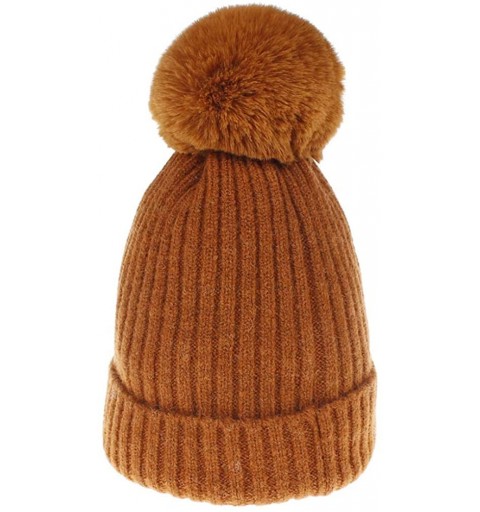 Skullies & Beanies Women Winter Knit-Beanie-Hats with Pom - Rust_red - C618L583LM6 $10.13