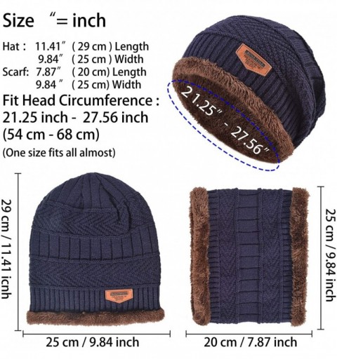 Skullies & Beanies Styles Oversized Winter Extremely Slouchy - Jb Navy Hat&scarf Set - C818ZZM45GW $15.01
