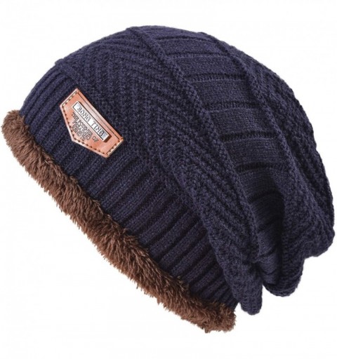 Skullies & Beanies Styles Oversized Winter Extremely Slouchy - Jb Navy Hat&scarf Set - C818ZZM45GW $15.01