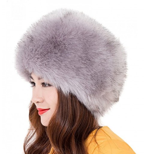 Bucket Hats Women Ladies Girls Cossack Russian Style Faux Fur Hat Winter Warm Cap - Grey - CP12MZ1EUPP $12.72