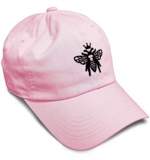 Baseball Caps Custom Soft Baseball Cap Black Flying Queen Bee Embroidery Flat Solid Buckle - Soft Pink - CJ18TIHYX5N $16.26