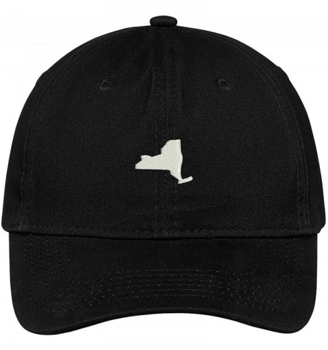 Baseball Caps New York State Map Embroidered Low Profile Soft Cotton Brushed Baseball Cap - Black - CU17X3O7C6C $20.85