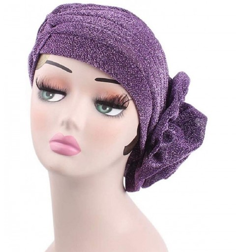Skullies & Beanies Cancer Chemo Hat Flower Beanie Scarf Ethnic Cloth Print Turban Bonnet India Hat Handwear - C---purple - CR...