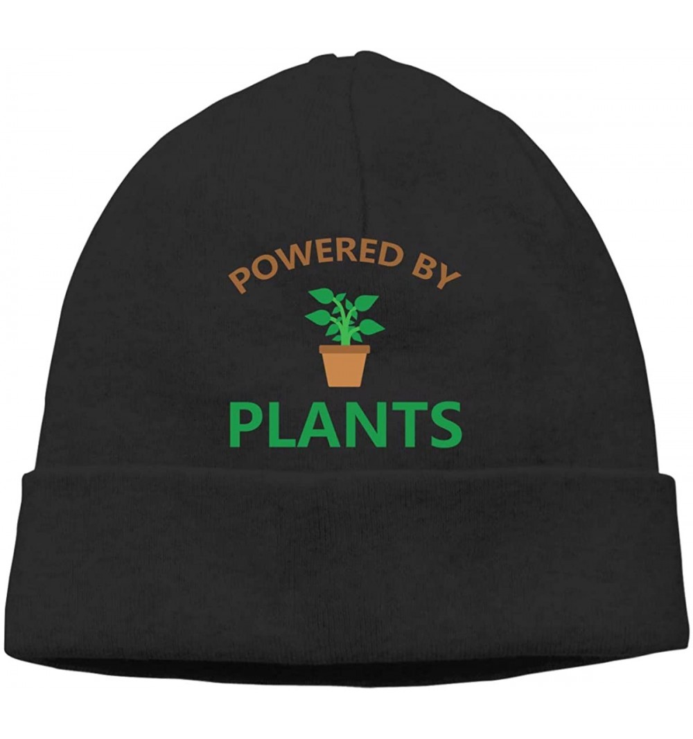 Skullies & Beanies Beanie Hat Powered by Plants Warm Skull Caps for Men and Women - Black - CV18KK590E9 $24.52