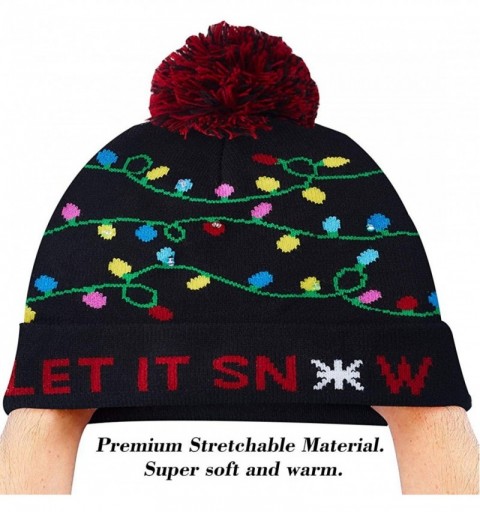 Skullies & Beanies Led Christmas Hat Adult Kids Light Up Warm Cap Xmas Knit Winter Beanie - Multicoloured-012 - CD18Y03II60 $...