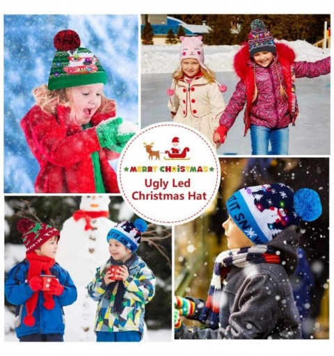 Skullies & Beanies Led Christmas Hat Adult Kids Light Up Warm Cap Xmas Knit Winter Beanie - Multicoloured-012 - CD18Y03II60 $...