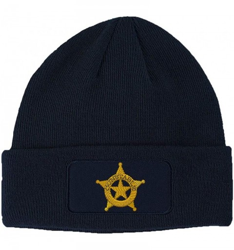 Skullies & Beanies Custom Patch Beanie Constable Police B Embroidery Skull Cap Hats for Men & Women - Navy - CK18A6IA2LL $18.77