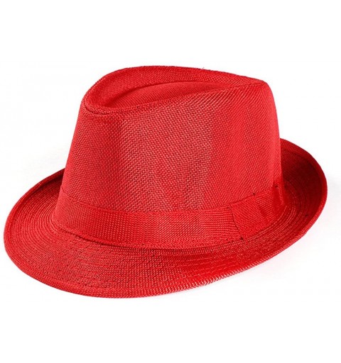 Sun Hats 2020 Unisex Top Gangster Cap Beach Sun Straw Hat Band Sunhat Outdoor Cap - Red - CW1955H4L9R $6.21