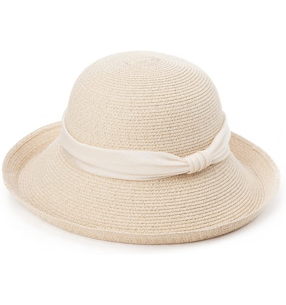 Bucket Hats Womens UPF50 Foldable Summer Sun Beach Straw Hats Accessories Wide Brim - 89323_beige - CU17Y0ZSLXR $26.25