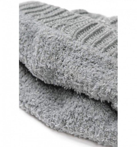 Skullies & Beanies Soft Cable Knit Warm Fuzzy Lined Slouchy Beanie Winter Hat - Light Melange Gray - CH18Y48KOGG $9.97