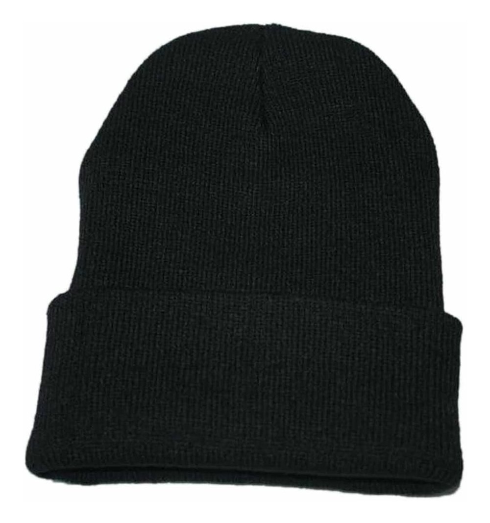 Skullies & Beanies Knitted Hat- Unisex Slouchy Knitting Beanie Hip Hop Cap Warm Winter Ski Hat (Black) - Black - C118LUDHRQ2 ...