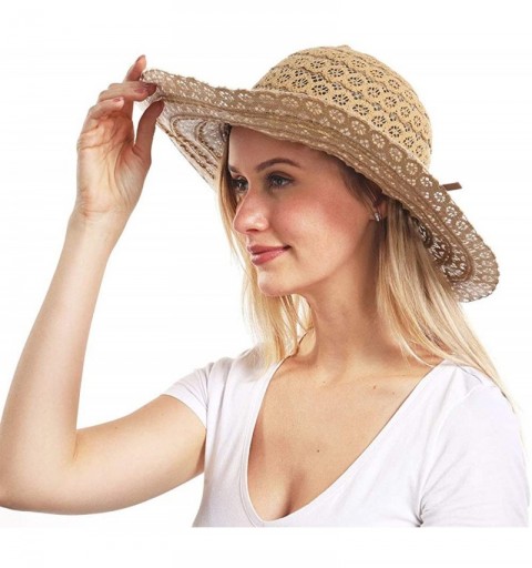 Sun Hats Womens Beach Sun Straw Hat- Floppy Beach hat & Wide Brim Braided Sun Hat - UPF 50+ Maximum Sun Protection - CJ194K6Y...