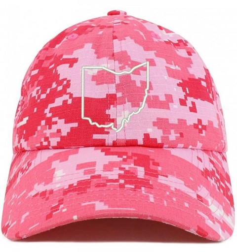 Baseball Caps Ohio State Outline State Embroidered Cotton Dad Hat - Pink Digital Camo - CC18TSE8MOY $20.02
