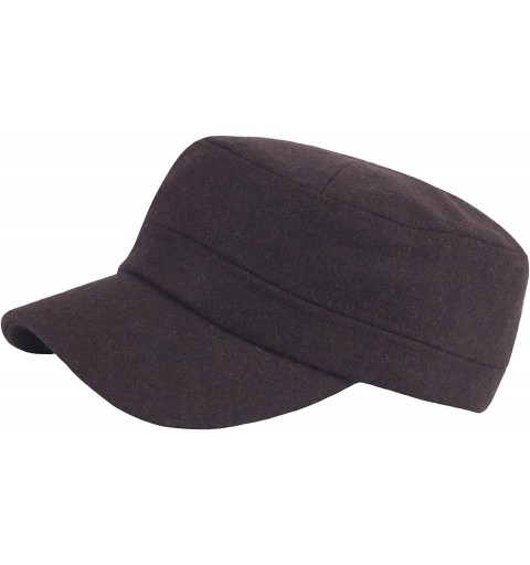 Baseball Caps A108 Wool Winter Warm Simple Design Club Army Cap Cadet Military Hat - Brown - CP188SWMMYW $24.98