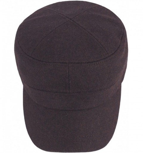 Baseball Caps A108 Wool Winter Warm Simple Design Club Army Cap Cadet Military Hat - Brown - CP188SWMMYW $24.98