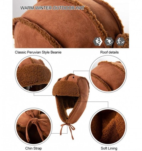 Bomber Hats Ladies Earflap Trapper Hat Faux Fur Hunting Hat Fleece Lined Thick Knitted - 00781_caramel - C6193TTWALK $25.12