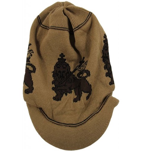 Skullies & Beanies Lion Dread Knit Beanie Visor - Khaki - CV11ZEIZ7BH $15.11